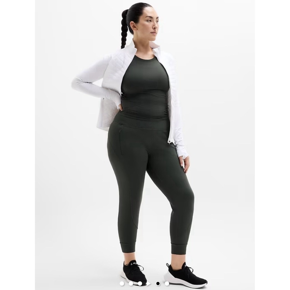 Athleta Rainier Mid Rise Jogger Black Size 1X Fleece Lined‎ Cold Weather Running